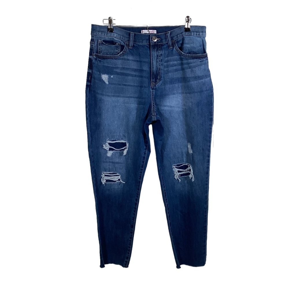 SO Vintage Stretch Mom Jeans High Rise Juniors Denim Distressed Jeans.  Size 15